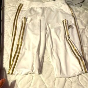 Adidas white and gold sweat pants